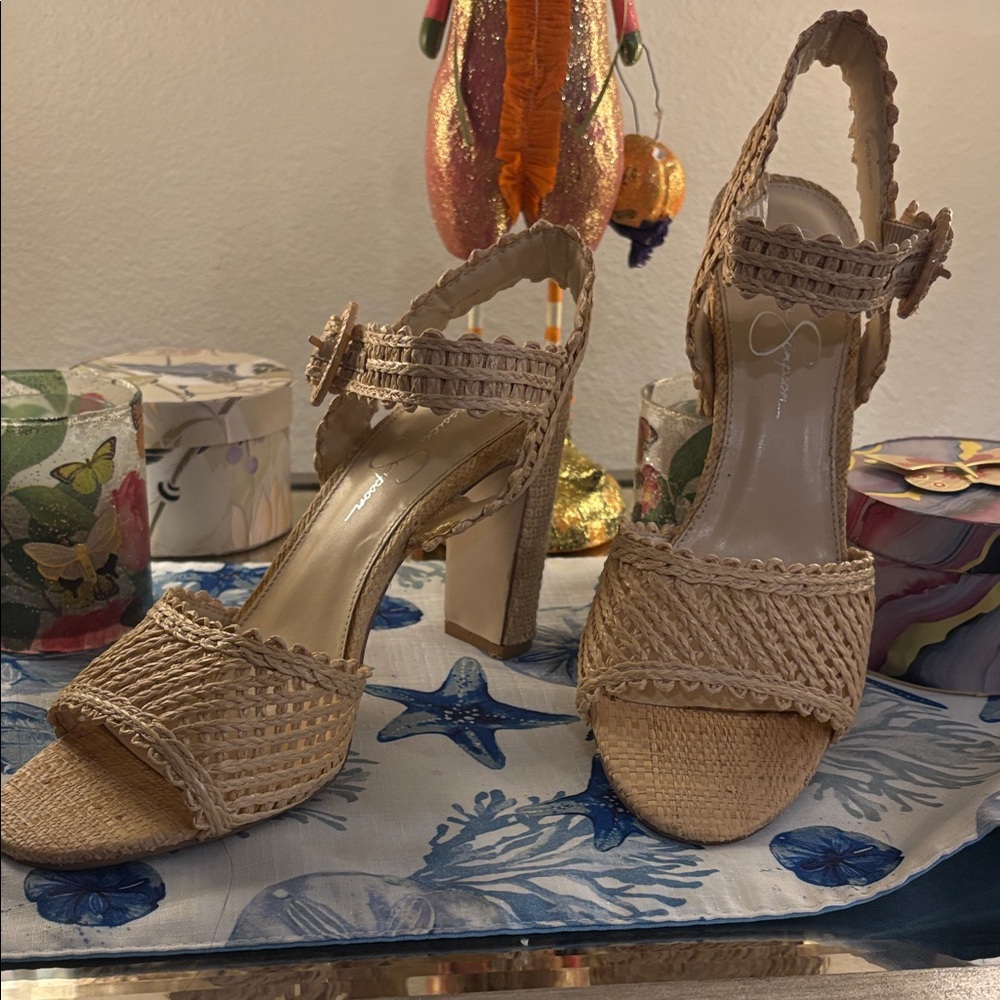 Jessica Simpson Beige Woven Heels